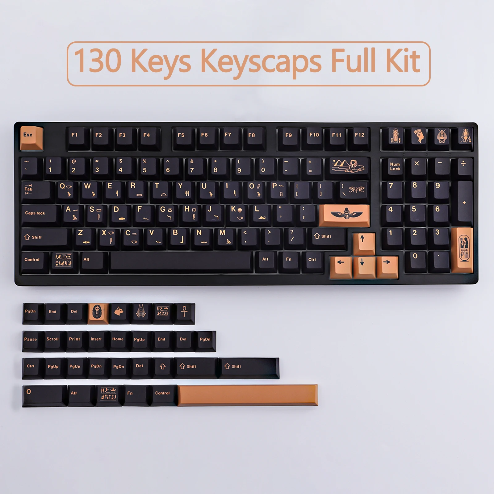 

GMK Pharaoh Keycaps 130 Keys Dye-Sublimation Cherry Profile PBT Keycaps for MX Switches Mechanical Keyboards