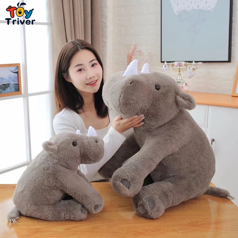 Kawaii Rhino Plush Toy Triver Stuffed Wild Animals Doll Baby Kids Children Boy Girl Toys Birthday 1