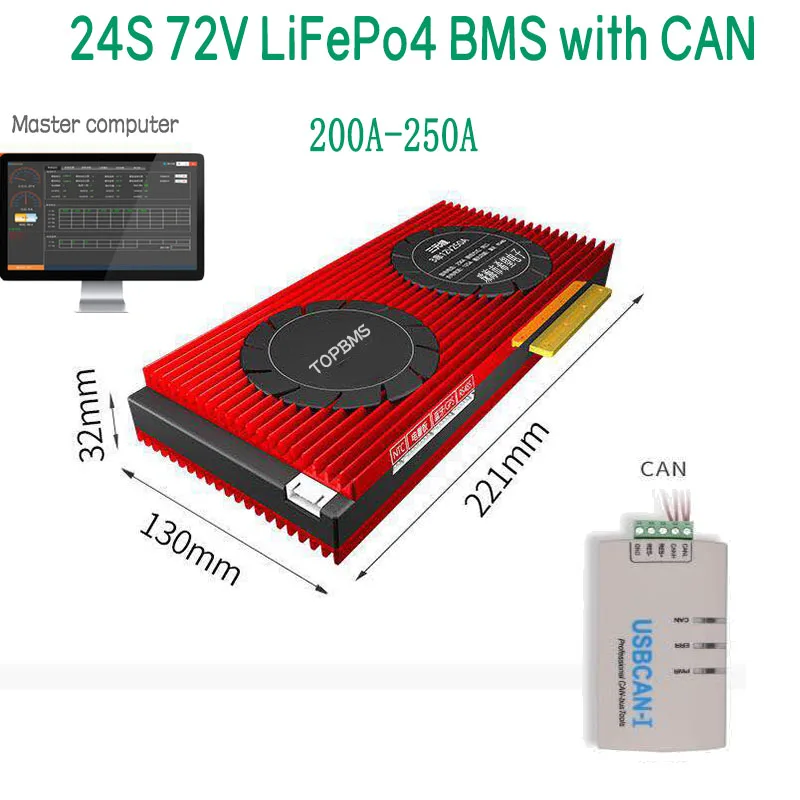 Bluetooth-Вентилятор Для Аккумулятора, 72 В, 24 S, 3,2 А, 3,65 В.