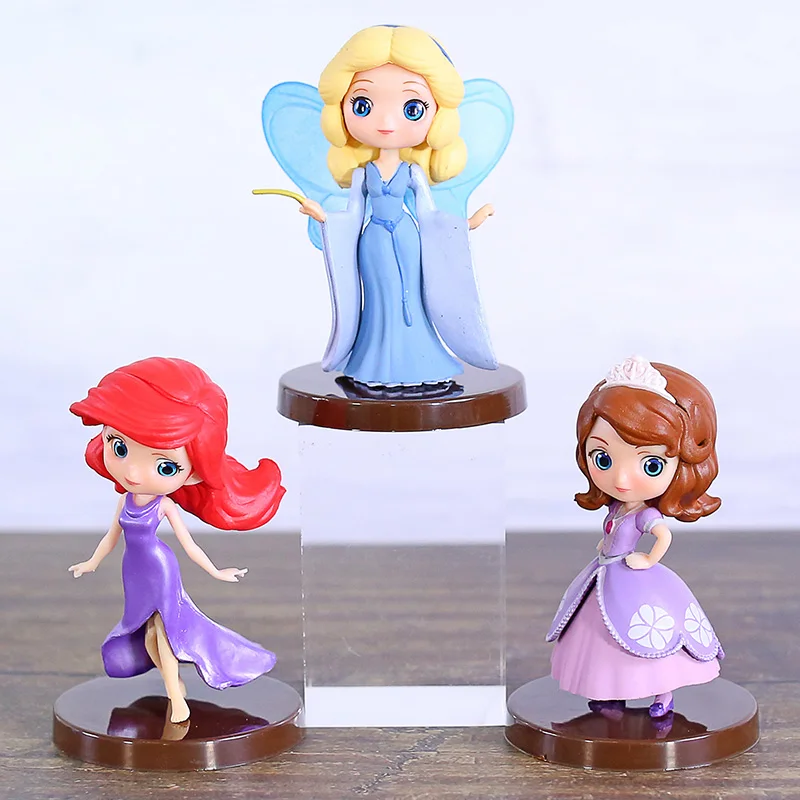 

Q Posket Characters Petit Vol.15 Princess Ariel Sofia Blue Fairy Mini PVC Figures Toys 3pcs/set