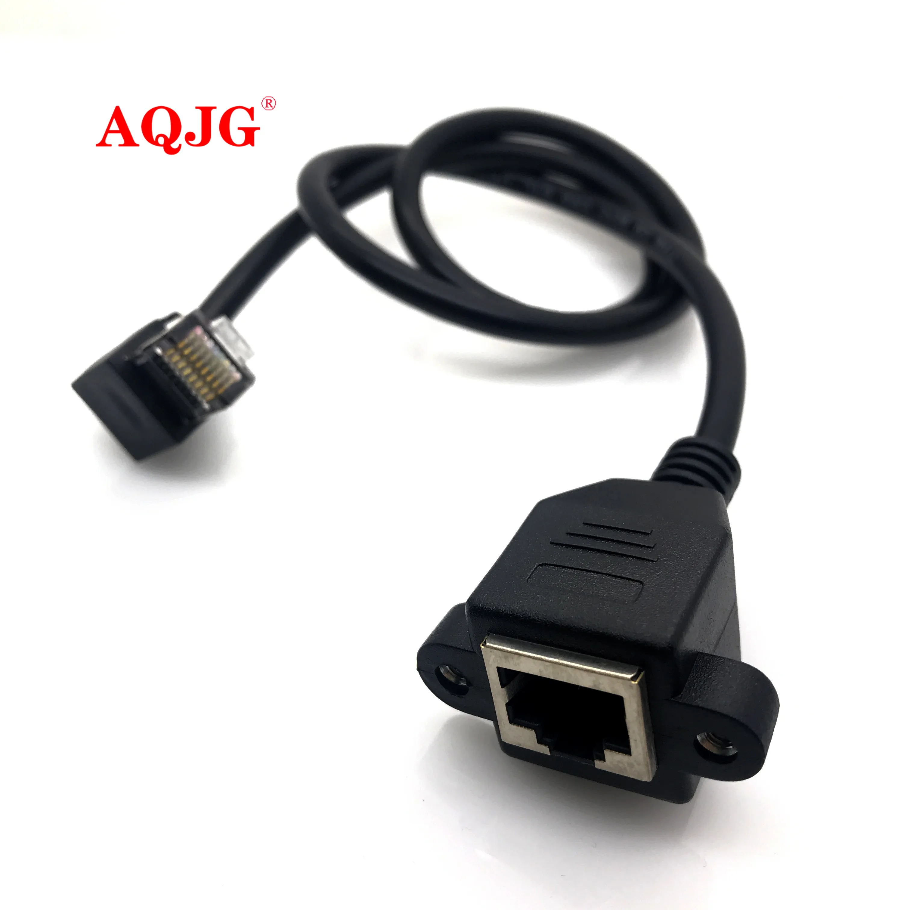 

30cm 60cm 1M 1.5M 90 degrees UP Angle RJ45 Male to Female Screw Panel Mount Ethernet LAN Network Extension Cable converter