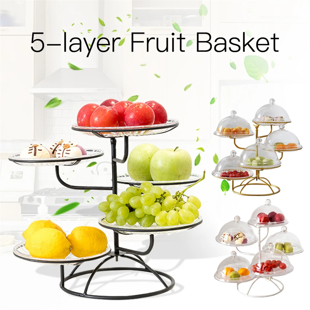 

Multi-layer Fruit Bowl Home Fine Dried Fruit Plate Snack Plate Five-layer Fruit Shelf Rack Home Storage Rack (Without Cover)