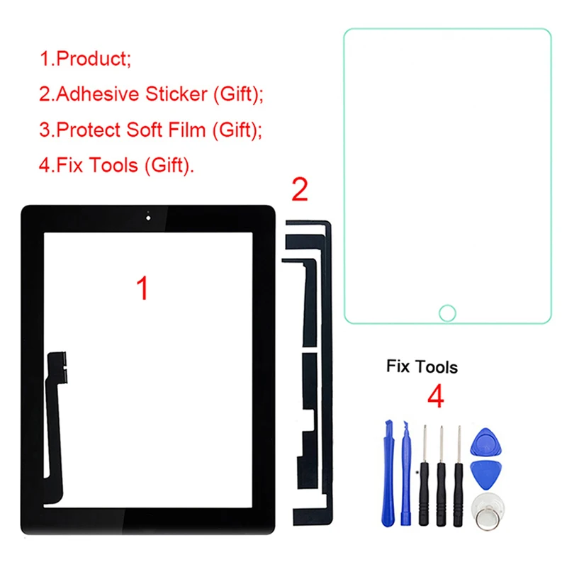 Внешний сенсорный ЖК-экран для iPad 4 4-го поколения A1458 A1459 A1460 9 7 дюймов | Компьютеры
