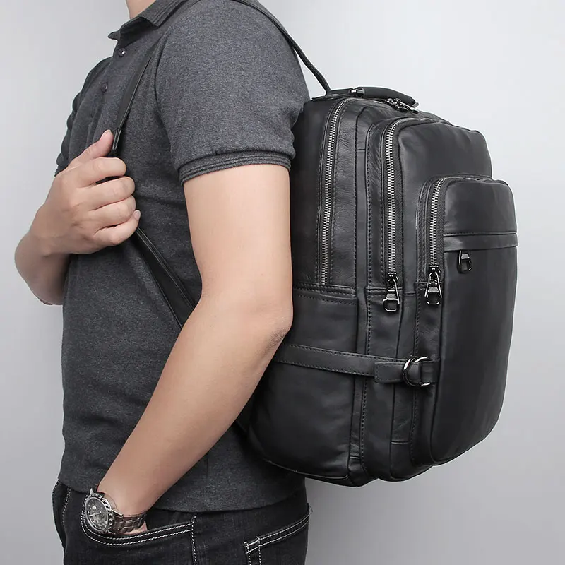 Genuine Leather Backpack Men Vintage Laptop Backpacks for school bag Travel backpack male bag 2752A