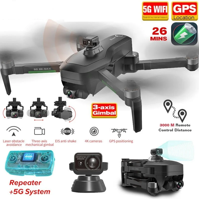 SG906Max1 дроны GPS с камерой 4K 3-осевой карданный стабилизатор защита от столкновений 3