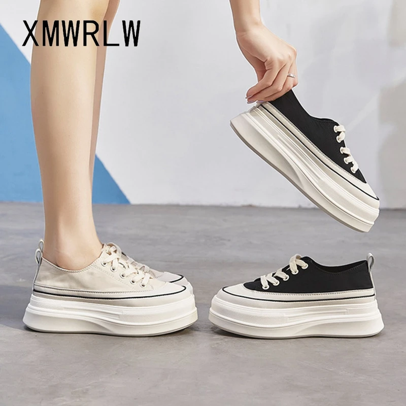 

Женские кроссовки на платформе XMWRLW, черные, белые, на толстой подошве, для весны и осени