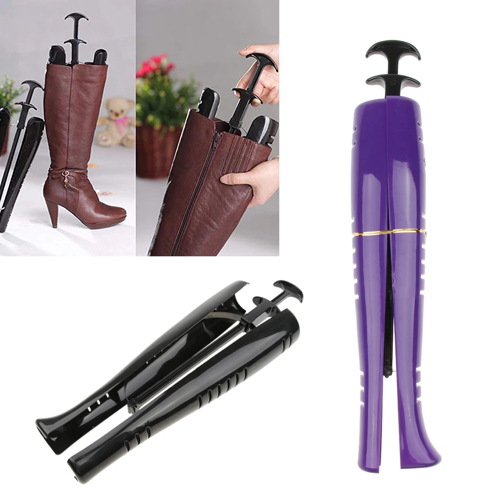 2pcs Lady Knee Length Boot Stretcher Automatic Shoe Tree Shaper With Handle