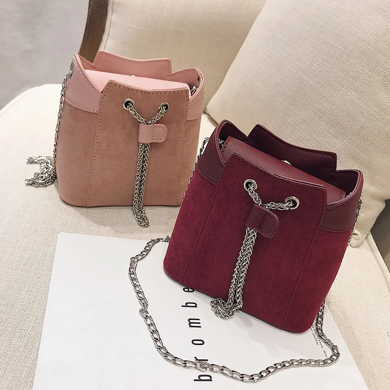 

Dull Polish Bucket Bag Pull-belt Mini Simple One-Shoulder Oblique WOMEN'S Bag