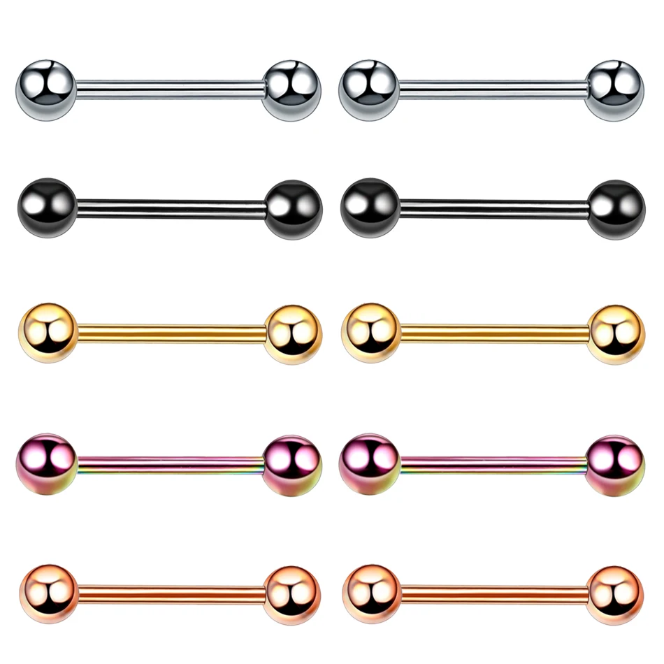 thumbnail image 2 of Nipple Quality Piercing Jewelry,G23 Titanium Nipple Barbells 14G 14mm Internally Threaded Tongue Rings Straight Barbell Hypoallergenic Body Jewelry M 2 of 9
