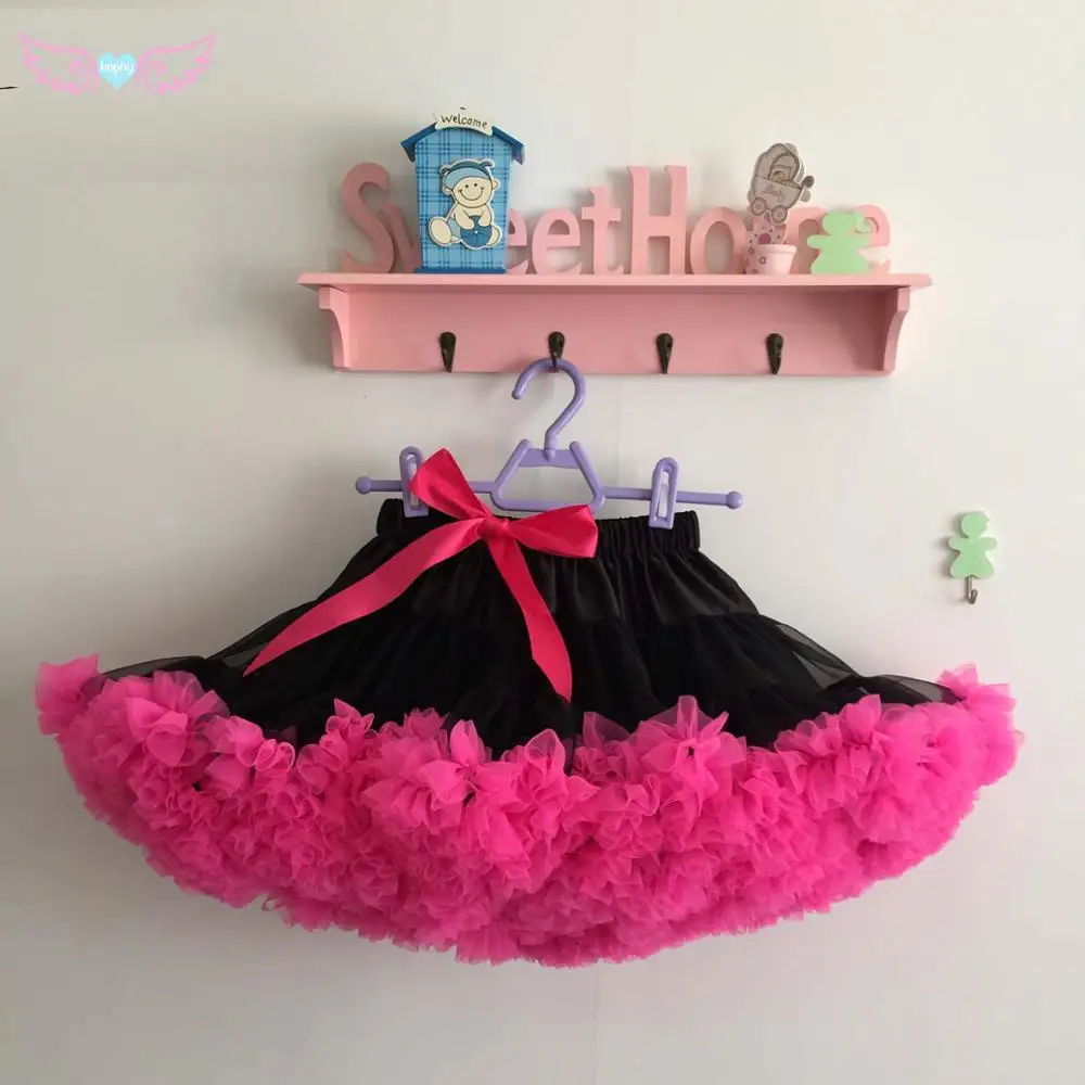 Black and hot pink Горячее предложение! Распродажа! Сказочная сказочная балетная пачка юбка очень пышная многослойная разноцветная юбка Высококачественная юбка-американка фиолетовые юбки с оборками для девочек - Цвет: Black and hot pink