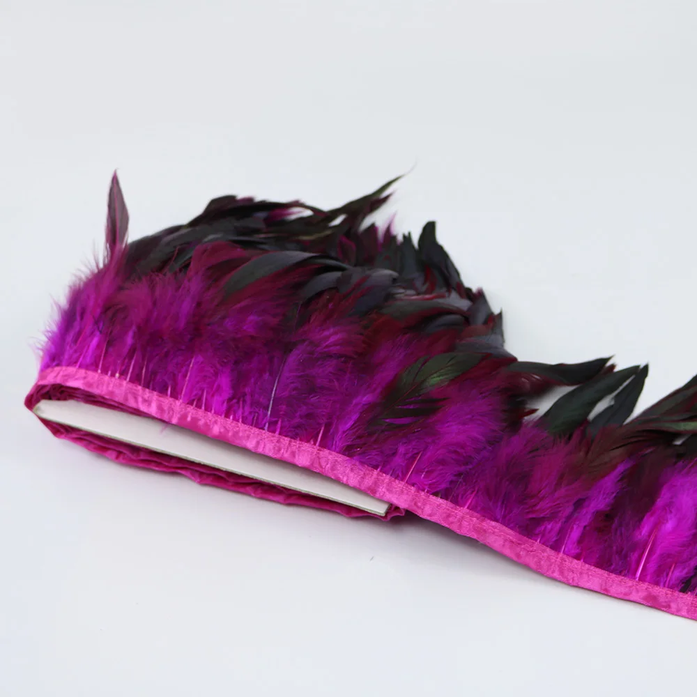 3 rose red rooster feather trims 4