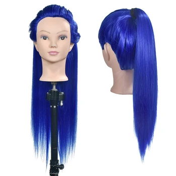 

Female Mannequin Traning Head with Blue hair Mannequin head For Wig Hair Hairdressing Training heads