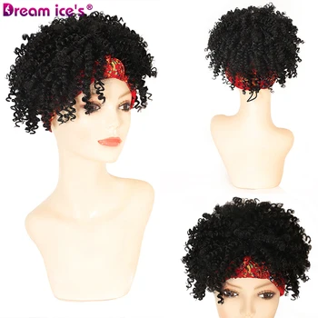 

Kinkycurl Synthetic Hair Headband Wig Brazilian Headband Synthetic Hair Wigs For Black Women Hair Machine Made Wig 130% Density