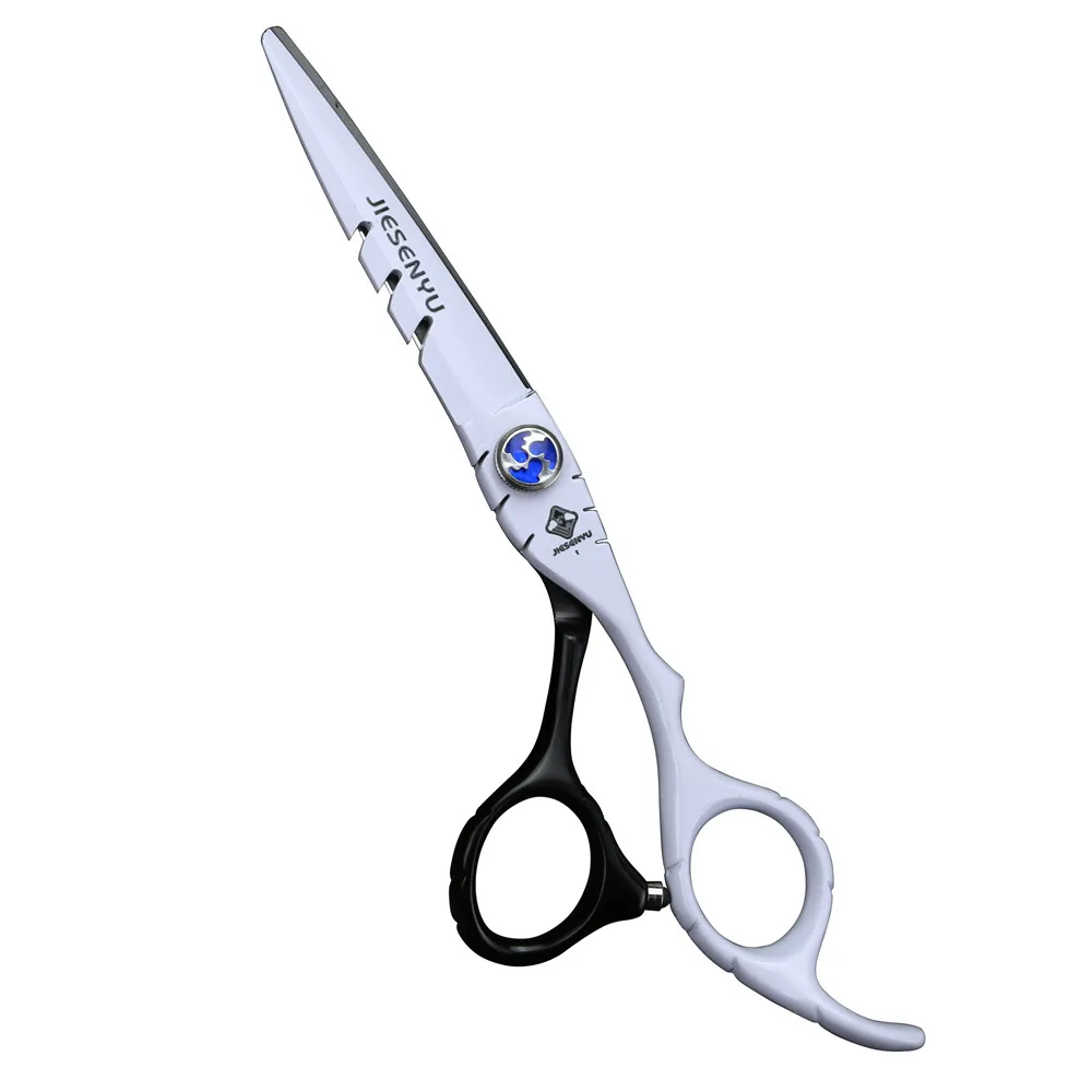 cutting scissors Модная Изысканная черно-белая окрашенная ручка 6,0 дюймов циклонный винт индивидуальная ручка простые Парикмахерские ножницы для волос styli - Цвет: cutting scissors