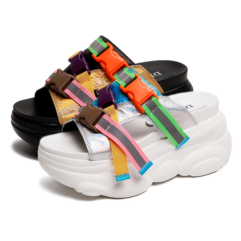 

2020 Fashion Platform Slipper for Women Casual Round Head Sponge Cake House Slippers Woman Non Slip Ladies Home Slides Shoes