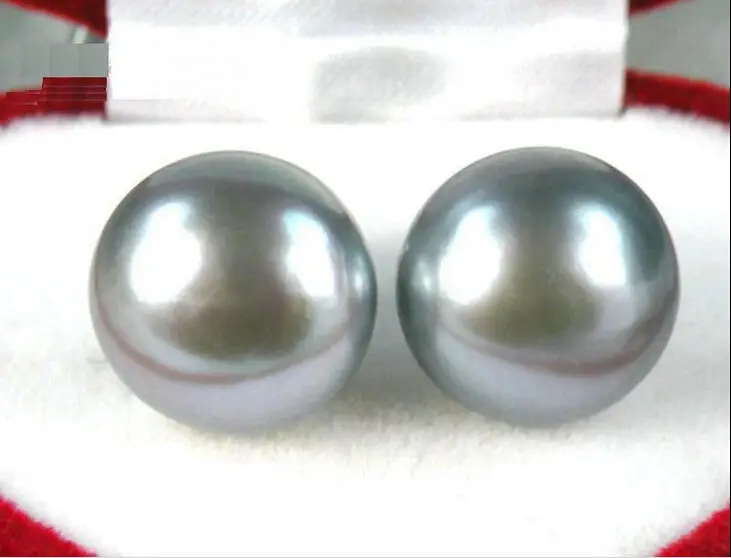 

free shipping CHARMING HOT Perfect 9-10mm gray South Sea Pearl Earring r 925silver