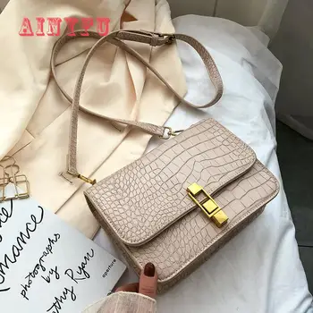 

New Stone Pattern Small Bags Women's Handbag 2020 New Korean Fashion Lock Small Square Bag Wild Shoulder Messenger Bag B779