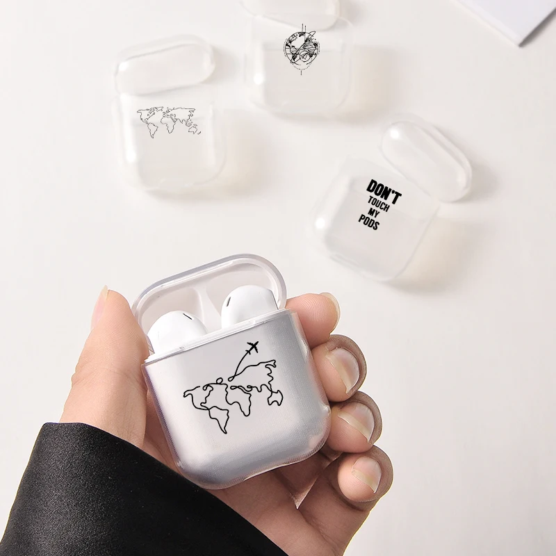 Милый чехол для Apple airpods с мультипликационным принтом путешествий MapTransparent
