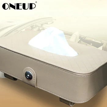 

ONEUP Universal Car Tissue Box Sun Visor Tissue Holder PU Leather Tissue Paper Holder Multifunction Paper Boxes Organizer