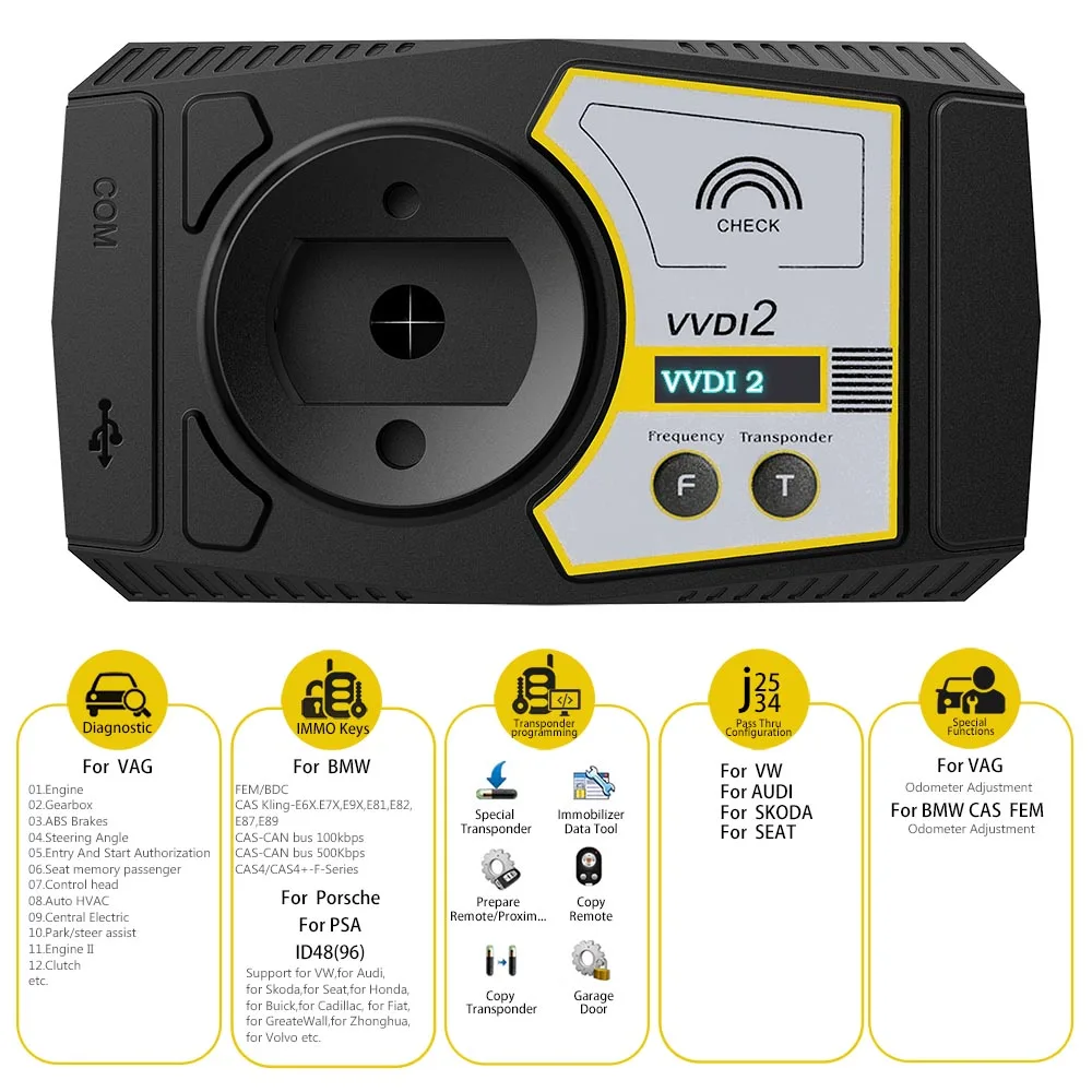 - Xhorse VVDI2 Full Kit V682 with OBD4896bit 48CloneMQBFEMBDC for BMW with 13 Authorizations