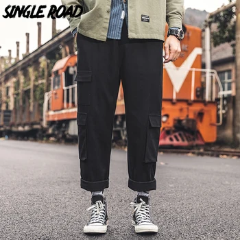 

SingleRoad Men's Cargo Pants Men 2020 Solid Straight Casual Hip Hop Japanese Streetwear Harem Pants Men Trousers Joggers Male