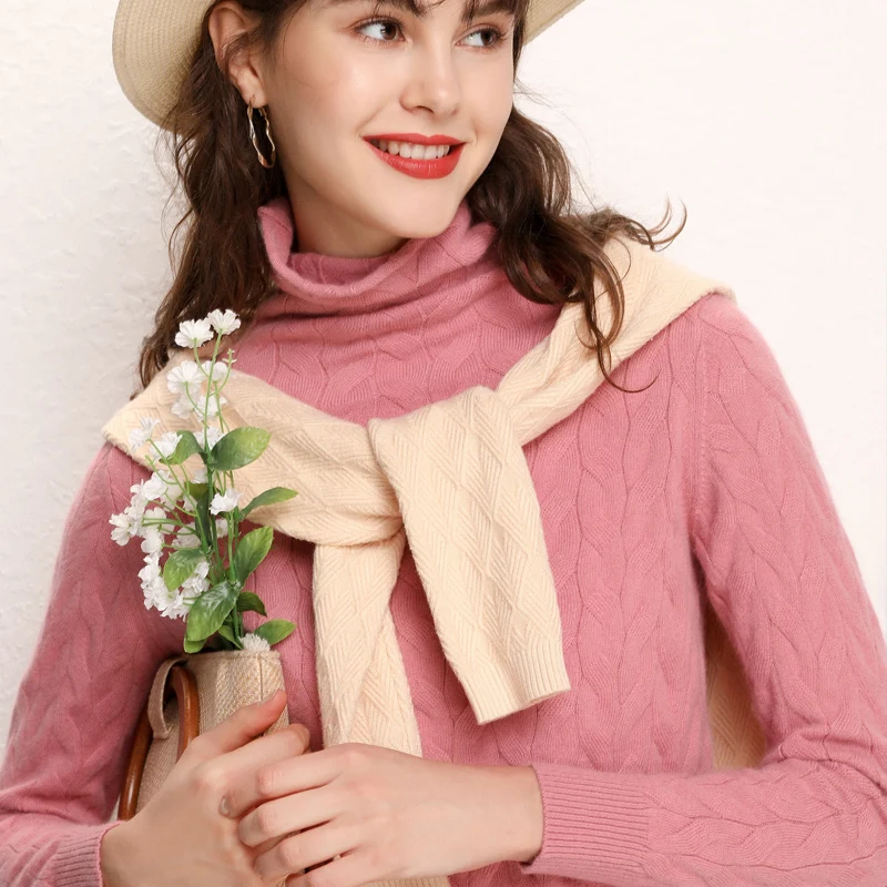 

Fashion Winter Twisted Knitted Sweater Women Autumn Vintage Turtleneck Pullover Knit Basic Tops Female Knitwear Outerwear Coats