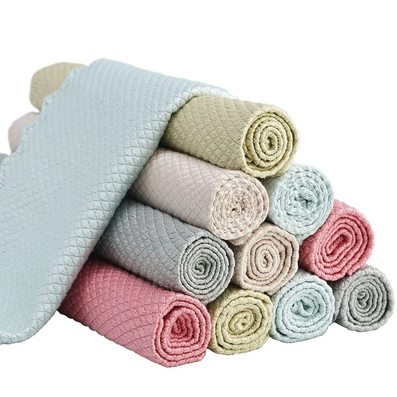 Microfiber Cleaning Cloth Fish Scale Polishing For Dishes Glass Reusable Rags | Дом и сад