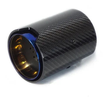 

IN63MM OUT92mm Length120mm Real Carbon Fiber Grilled Blue Style Car Exhaust Tip Glossy Black For M2 F87 M3 F80 M4 F82 F83 M5