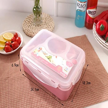 

Bento Lunch Box Plastic Microwave Oven With Lid Can Be Heated Compartment Lunch Box Picnic Vegetarian Fruit Food Container
