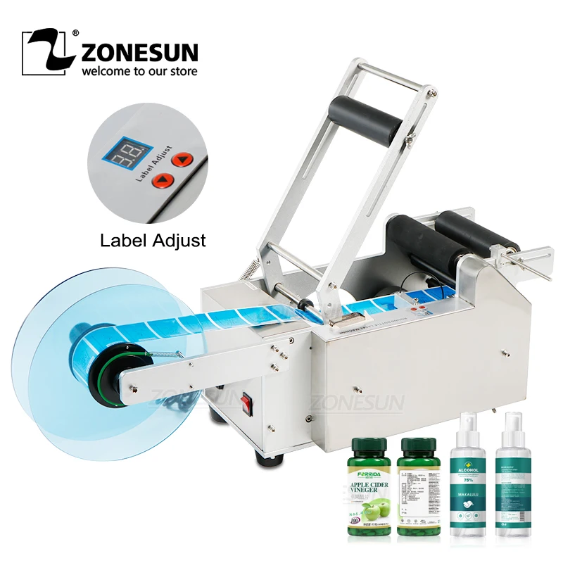 ZONESUN LT-50 полуавтоматический аппликатор для этикеток на круглых бутылках 110 В/220 В |