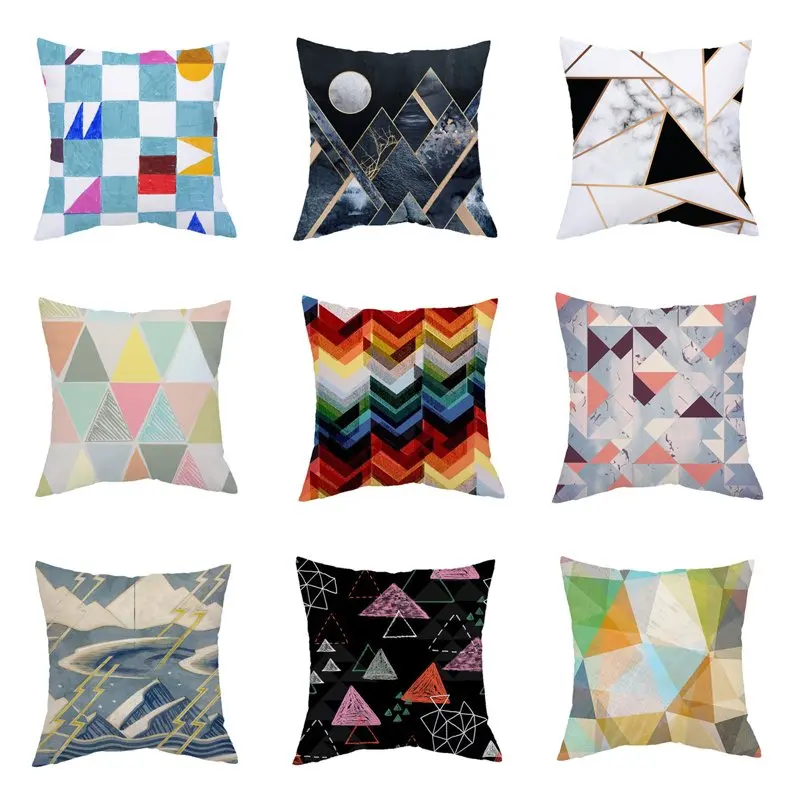 Chic Marble Geometric Sofa Decorative Cushion Cover Pillow Pillowcase Polyester 45*45 Throw Pillow Home Decor Pillowcover Q0555