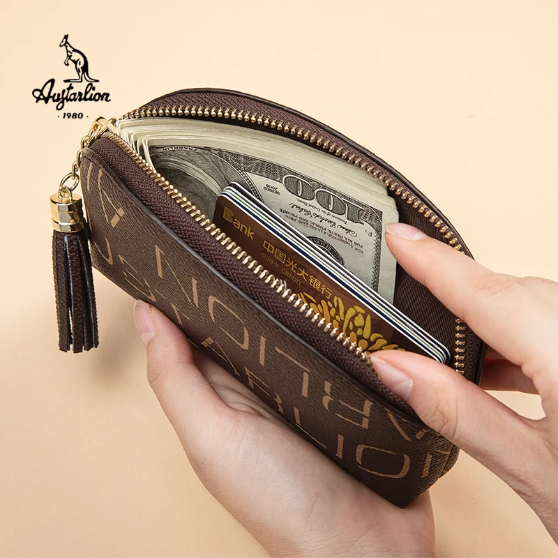 Pochette, винтажный женский кошелек для монет, натуральная кожа, на молнии, кошелек для монет, Ретро стиль, ключница, маленькие деньги, женская сумка, AUGTARLION