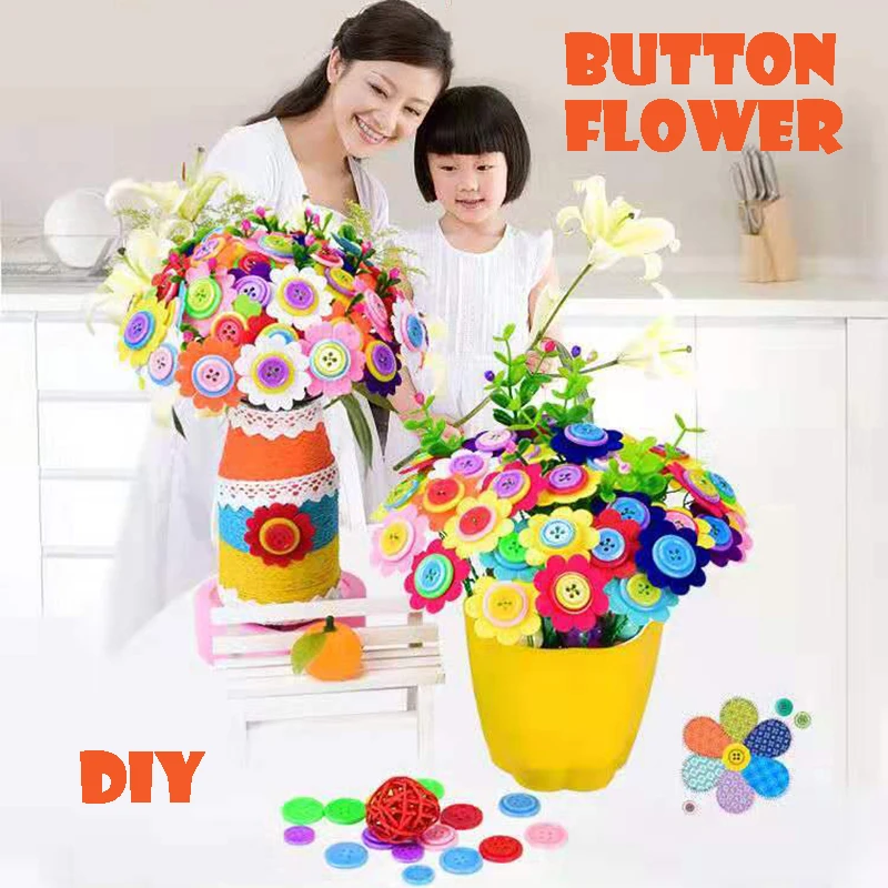 

Children's DIY button flower parent-child handmade button flower material package holiday gift creative educational toys