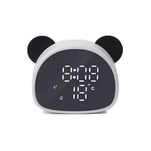 Панда будильник Многофункциональный светодиодный зеркальные часы аудио с голосовой активировкой USB ночной Светильник перезаряжаемый прикроватный сонный часы