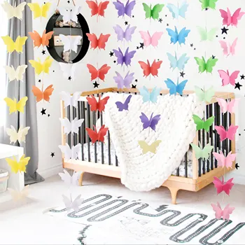 

1Set Paper Garland 18pcs 3 Layers Butterflies String Wedding Hanging Decoration Birthday Party Banner for Home Living Room Decor