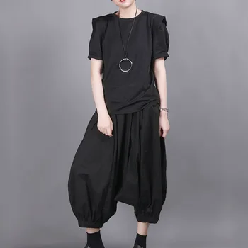 

XUXI 2020 Summer New Short-sleeved T-shirt Lantern Sleeves Short Solid Color Round Collar Half-sleeve Top Small TShirt FZ1436