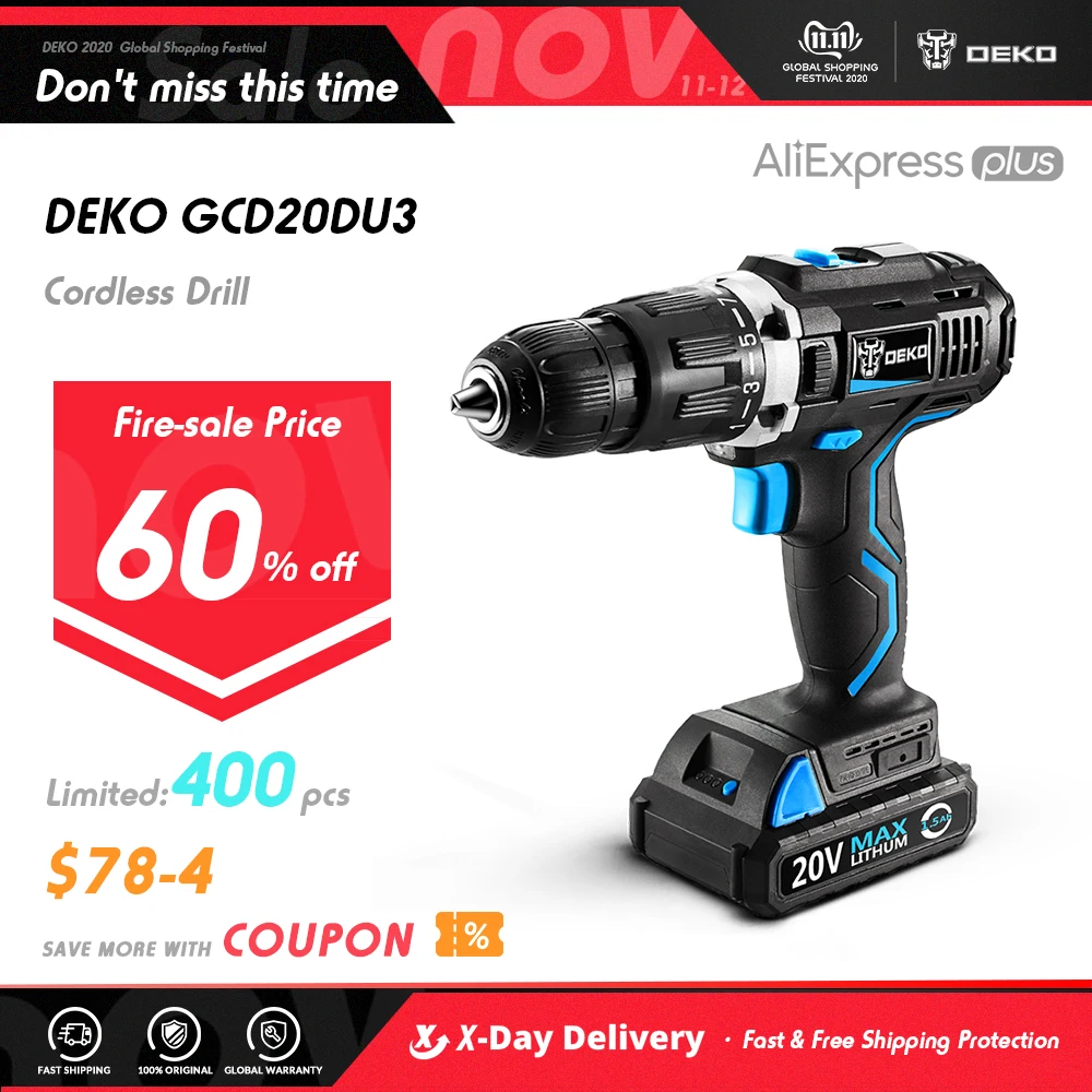 DEKO GCD20DU3 20V Max бытовой DIY деревообрабатывающий литий ионный аккумулятор, Аккумуляторная дрель, электроинструмент, электрическая дрель, дрель|Электрические дрели| | АлиЭкспресс