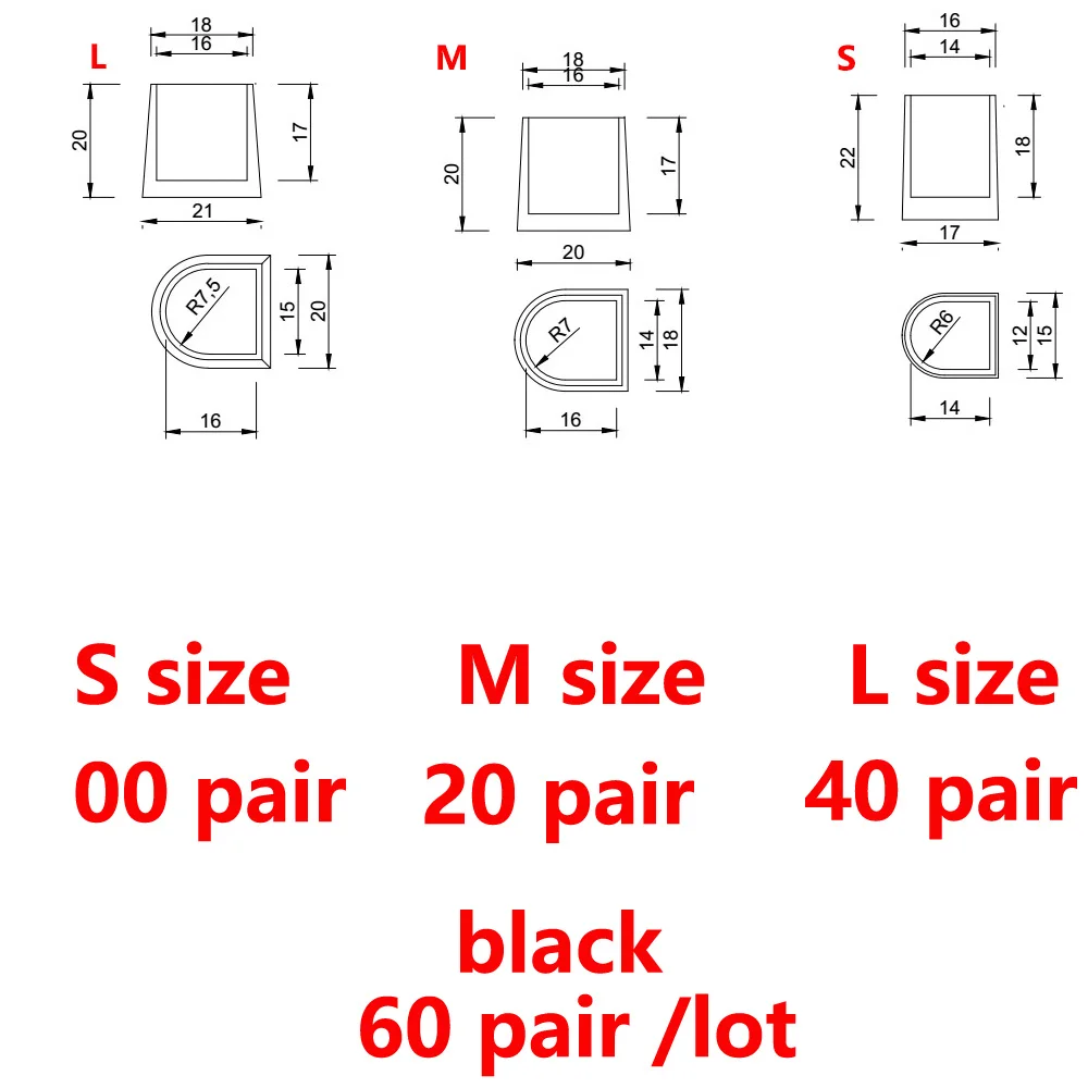 60 пар/лот протекторы на высоком каблуке силиконовые Стопперы на каблуке для обуви для свадебной вечеринки - Цвет: Black M20 L40