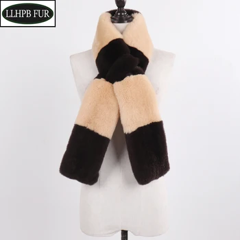 

Fur Lady Scarves Women Long Style Full Pelt Genuine Rex Rabbit Fur Scarf Winter Thick Warm Girls 100% Real Natural Fur Muffle