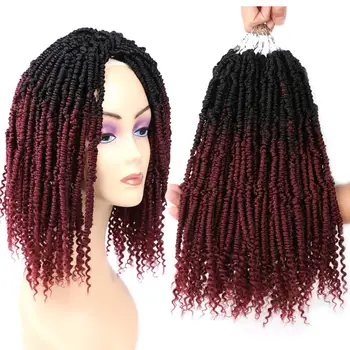 

DAIRESS 12" Ombre Burgundy Bomb Twist Crochet Hair Kinky Curly Fluffy Spring Twist Hair Crochet Braids Braiding Hair Extenions