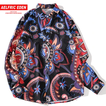 

Aelfric Eden Hip Hop Printed Men Shirts 2019 Autumn Fashion Harajuku Tops Streetwear Casual Cotton Oversized Long Sleeve Outwear