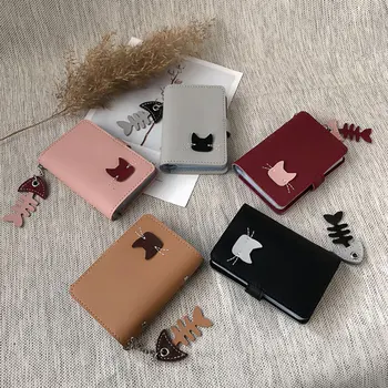 

Women Cats Pattern Zipper Wallet PU Leather Multi-card Hand Holding Purse FS99