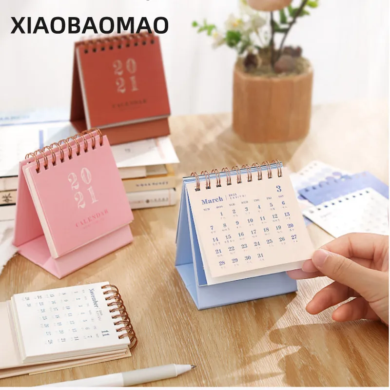 

2021 Mini Simple Morandi Series Plan Book Mini Desk Calendar DIY Portable Desk Calendars Daily Schedule Planner