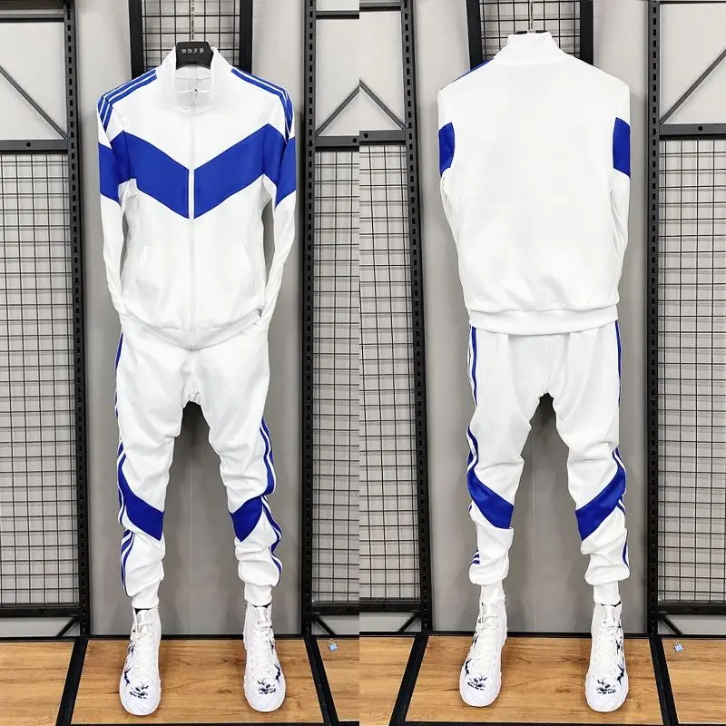 

Spirit guy Spring and Autumn long sleeve suit men's slim fit casual sports two-piece set