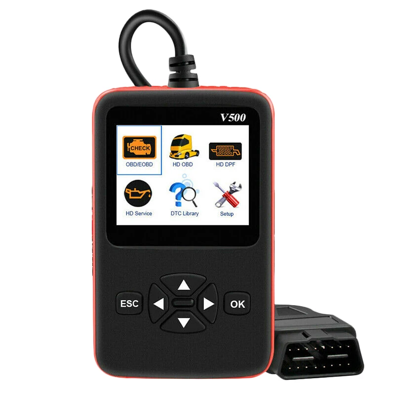 For Car and Truck V500 OBD OBD2 Scanner 2 in 1 Auto Diagnostic Tool CR-HD Heavy Duty EOBD PK ELM327 V1.5 NL102 |