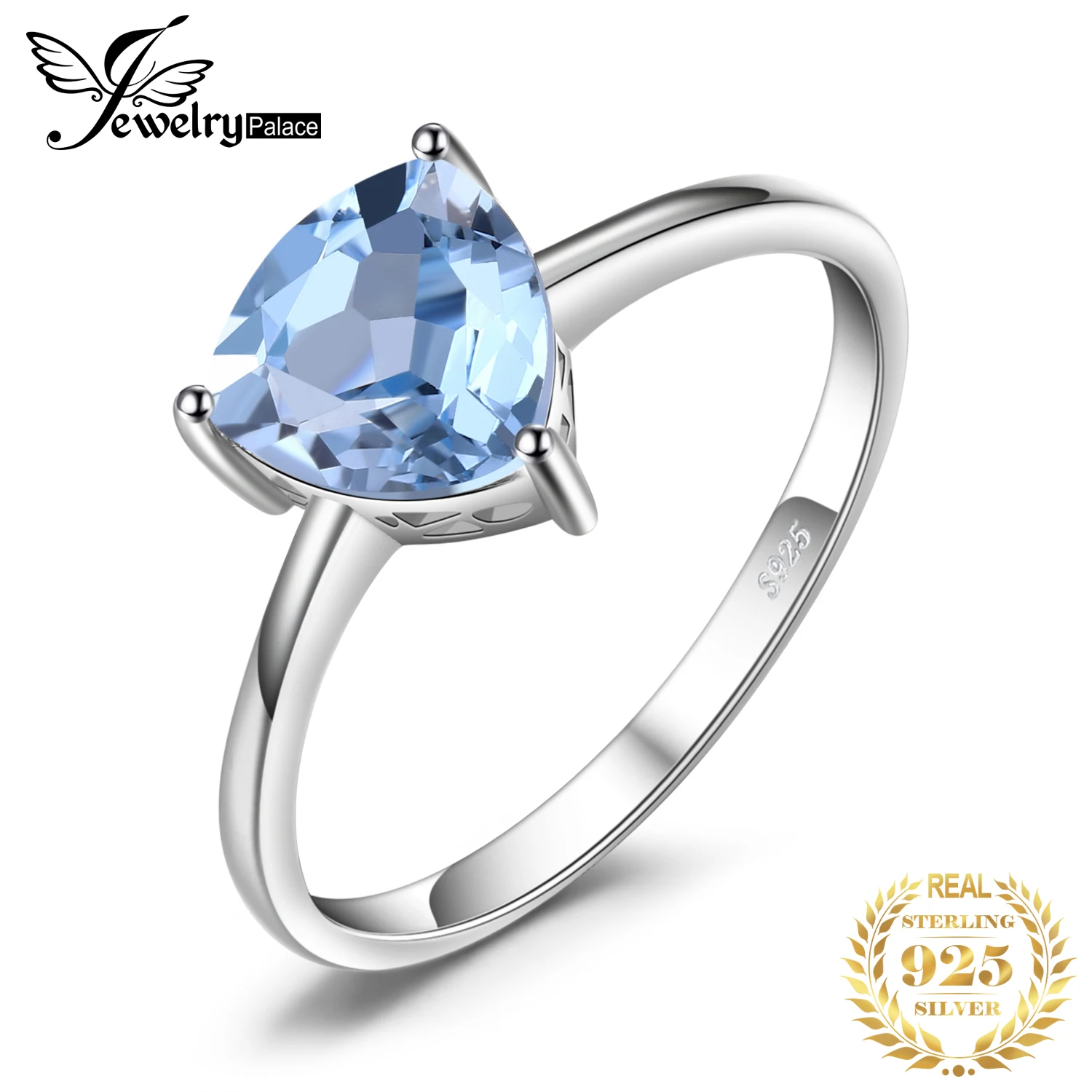 Jewelrypalace трлн 1.5ct Природный Голубой топаз камень пасьянс кольцо Pure стерлингового серебра 925 Красивые ювелирные изделия для Для женщин