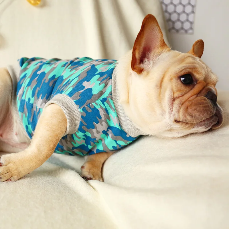 Одежда для собак PETCIRCLE синий/зеленый Камуфляжный жилет рубашка с круглым вырезом