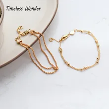 Timeless Wonder латунные Многослойные бисерные Цепочки Браслеты Ювелирные женские браслеты панк готика Кнопка модное, в стиле бохо хип-хоп золото 5195
