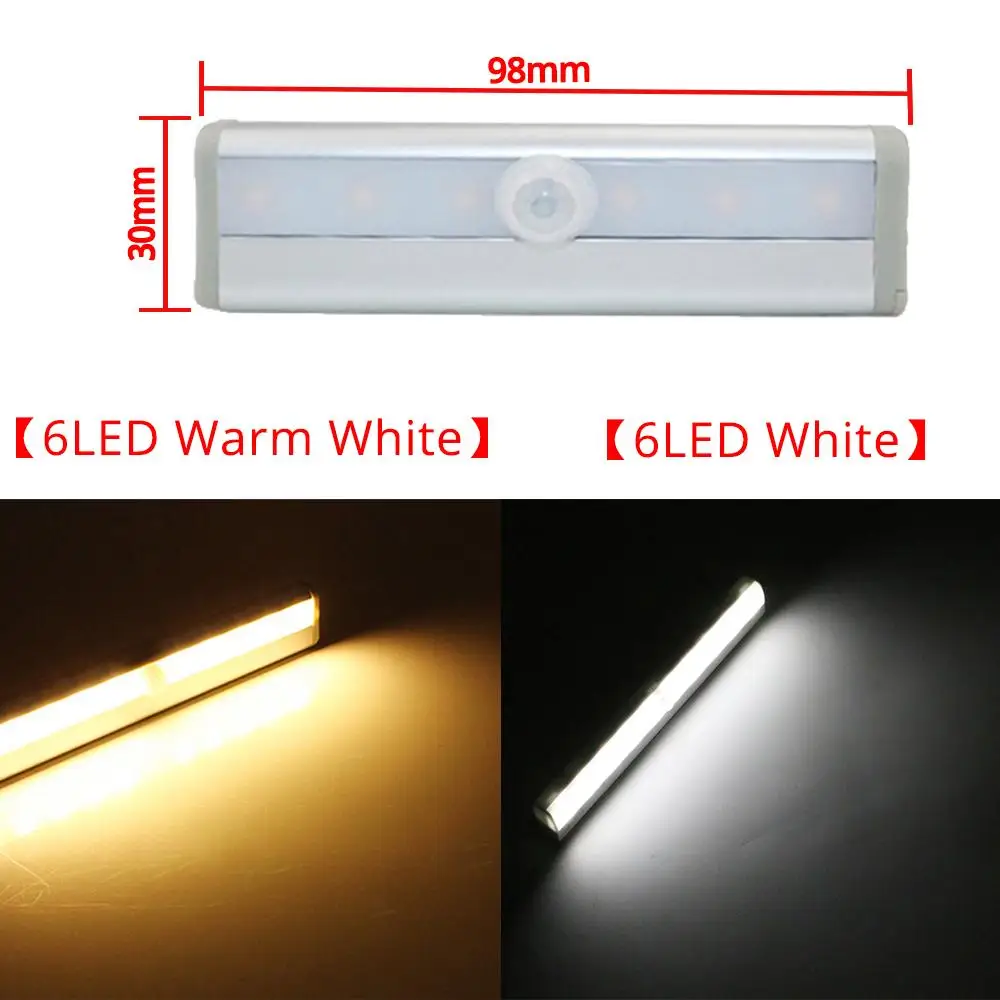 Night Lights 6/10LED PIR Motion Sensor Lamp Cupboard Wardrobe Bed Lamp Under Cabinet Night Light Smart Light Perception for Closet Stairs Led night lamp