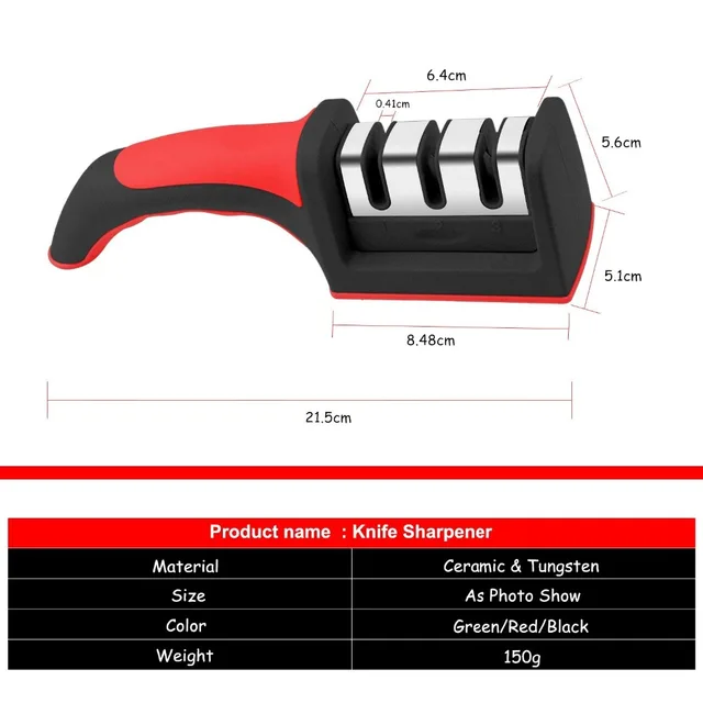 LMETJMA 3-Stage Knife Sharpener with 1 More Replace Sharpener Manual Kitchen Knife Sharpening Tool For all Knives KC0319 2